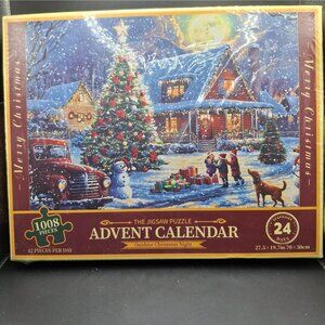 1008-Piece Jigsaw Puzzle Advent Calendar Outdoor Christmas Night Scene 27.5" X 1